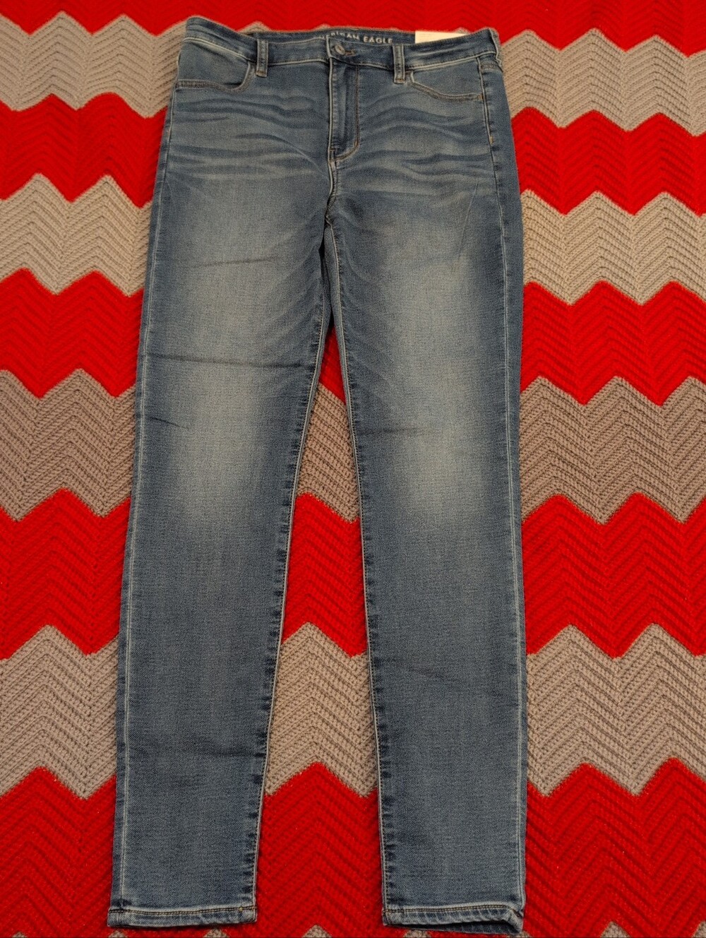 American Eagle Women's Size 12 Long Super High Rise Jegging Medium Blue NWT